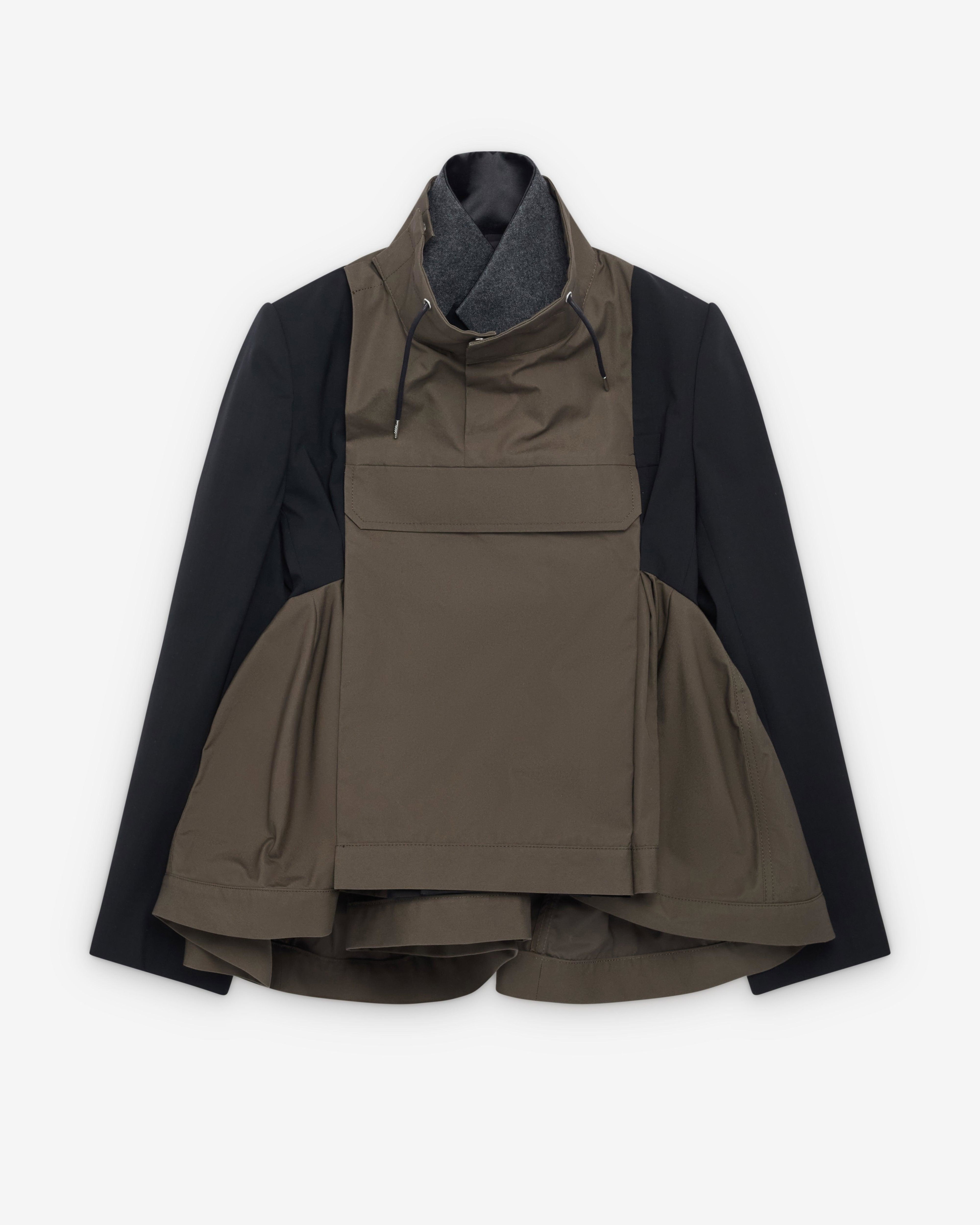 Sacai - Women's Wool Suiting Jacket - (Olive/Black) by SACAI