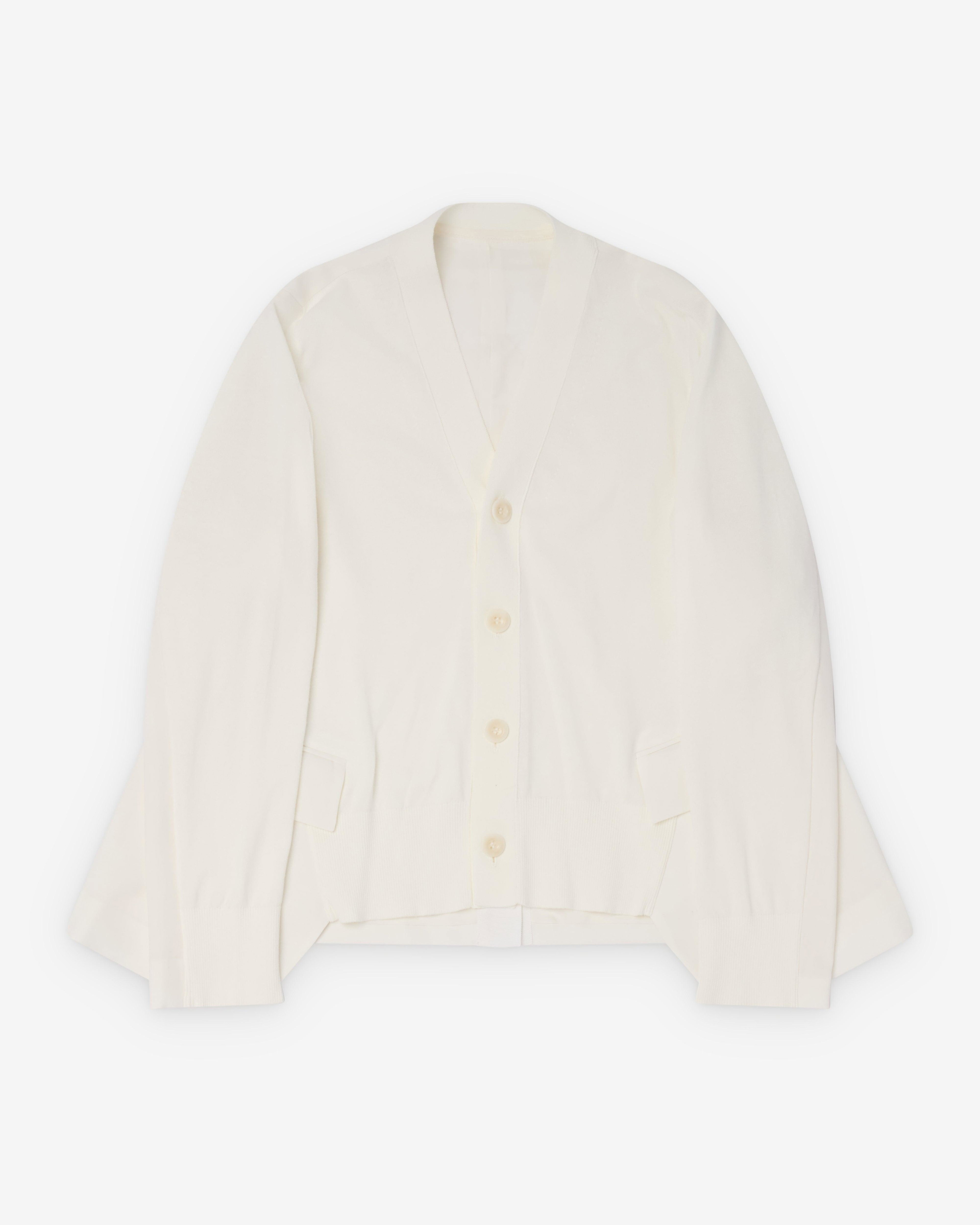Sacai  - Women's Wool Suiting X Cotton Knit Cardigan - (White) by SACAI