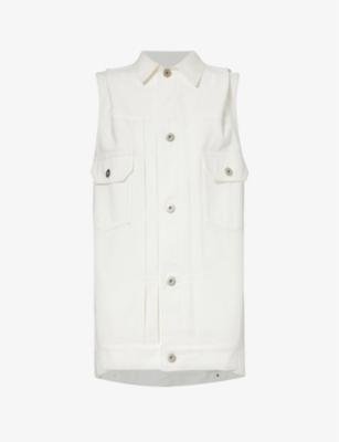 Slip-pocket darted relaxed-fit denim gilet by SACAI