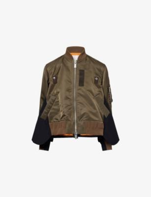 Stand-Collar Panelled Woven Bomber Jacket by SACAI