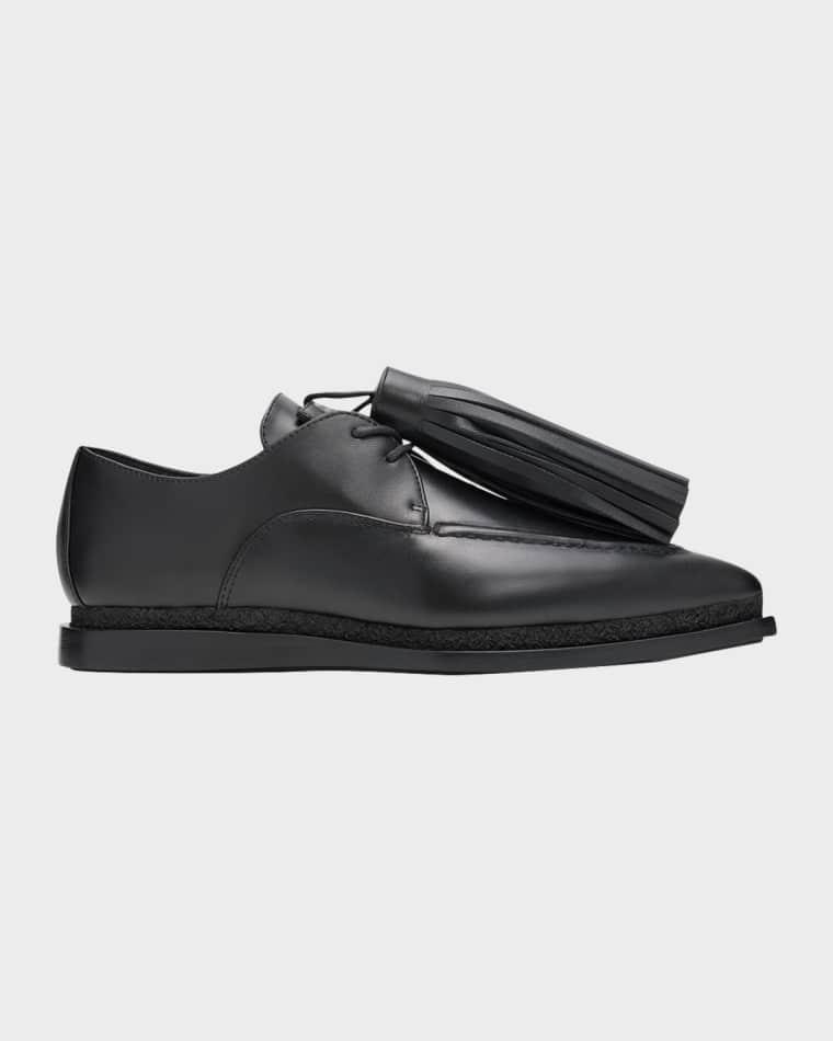 Tassel Leather Pointed-Toe Moccasins by SACAI