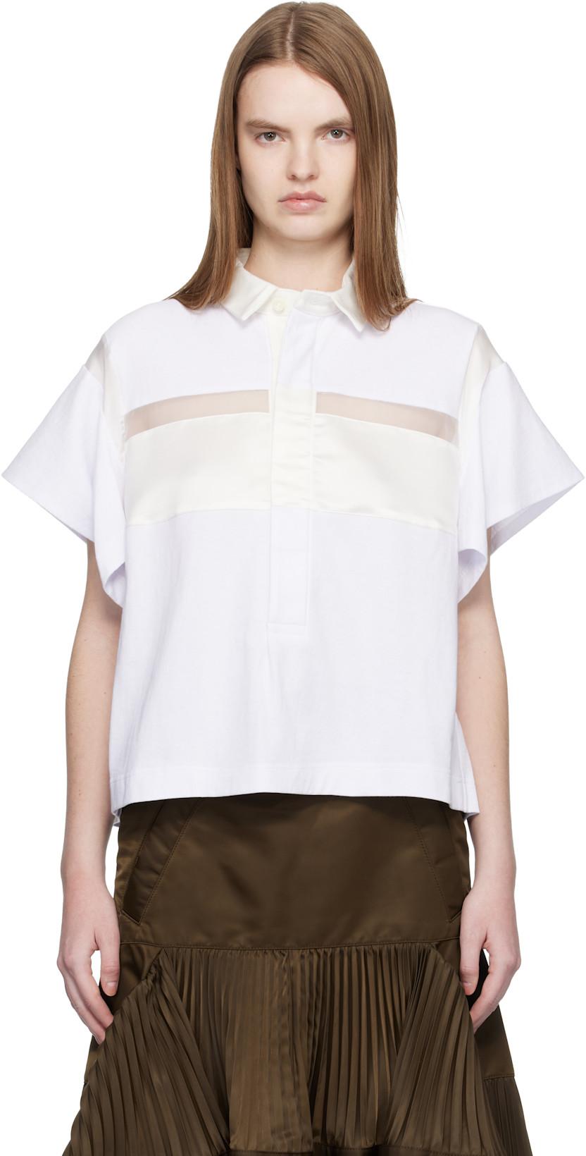 White Cotton Jersey Polo by SACAI