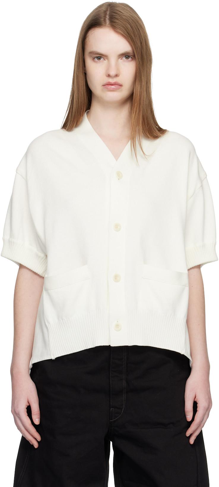 White Denim & Knit Cardigan by SACAI