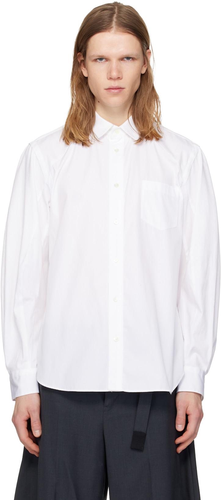 White Poplin Shirt by SACAI