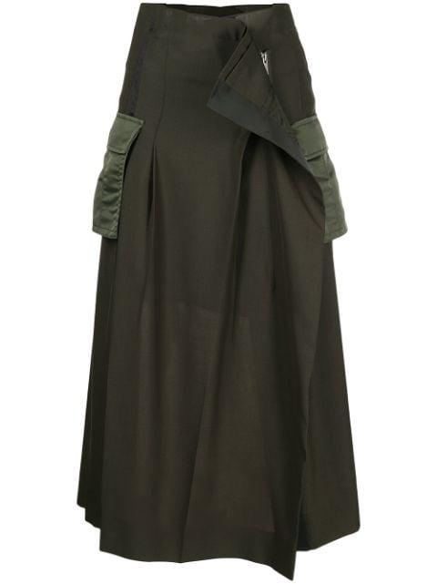 asymmetric cargo midi skirt by SACAI