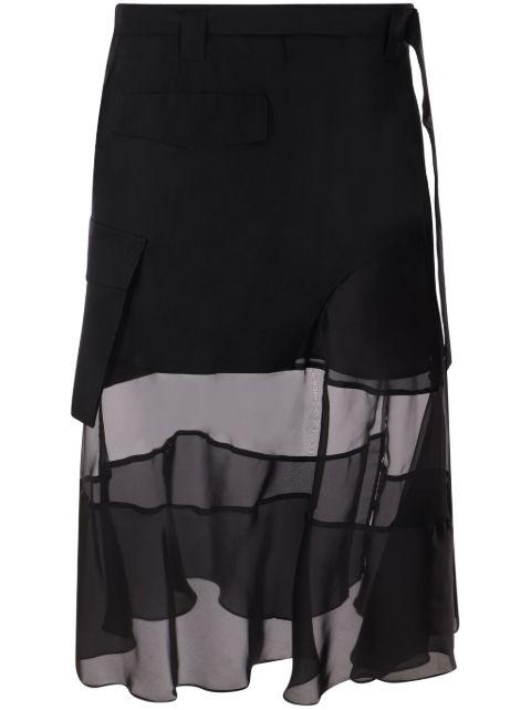 asymmetric midi skirt by SACAI