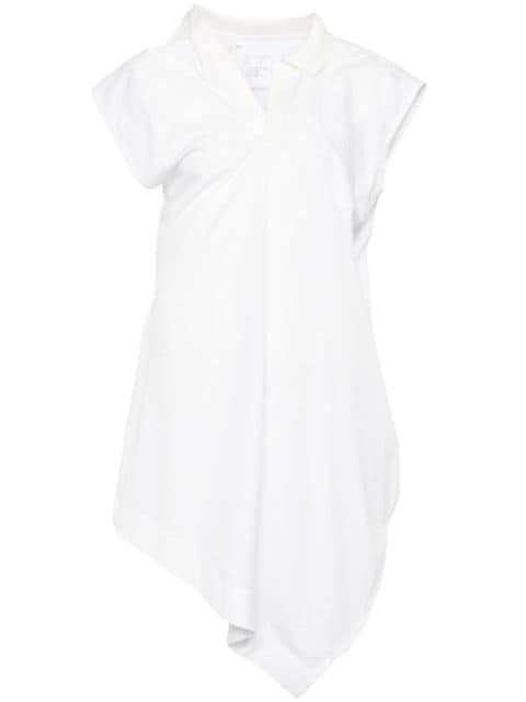asymmetric-neck polo shirt by SACAI