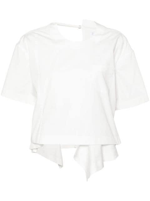 asymmetric poplin T-shirt by SACAI