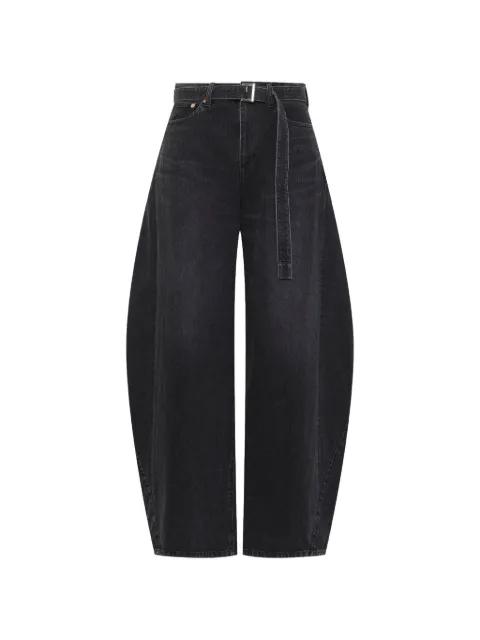 belted barrel jeans by SACAI