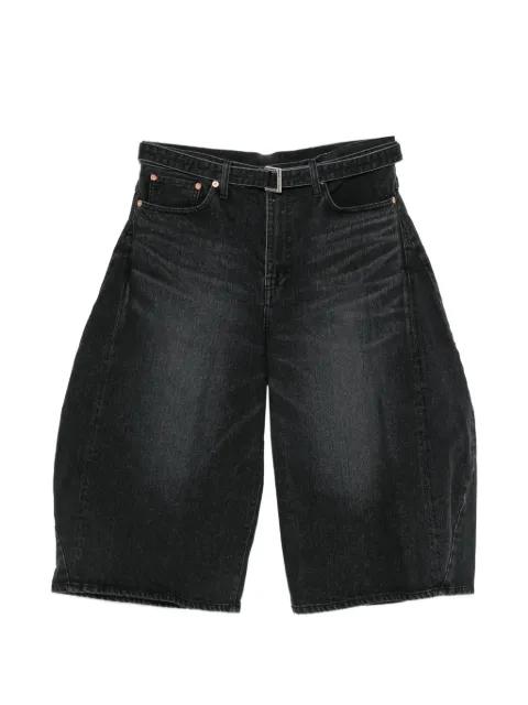 belted barrel-leg shorts by SACAI
