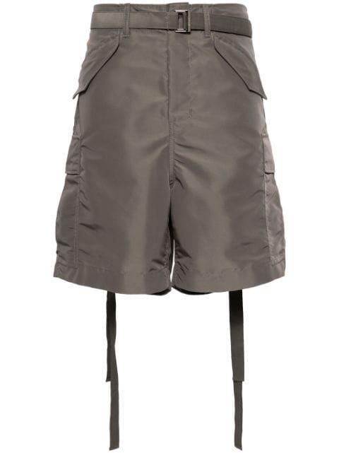 belted cargo shorts by SACAI