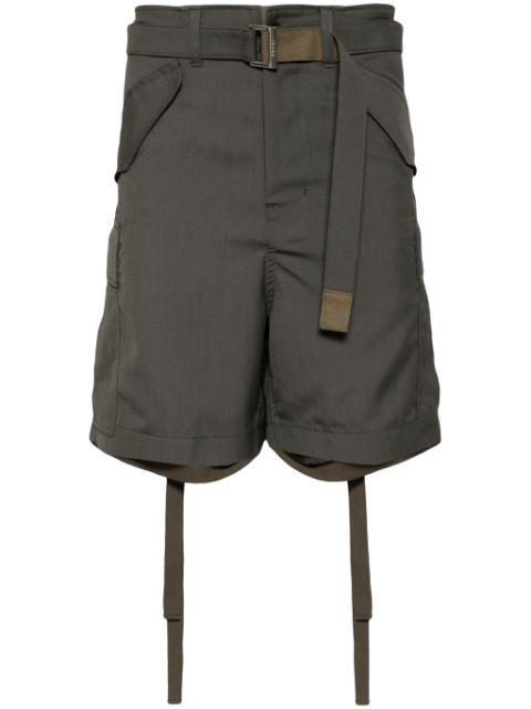 belted cargo shorts by SACAI