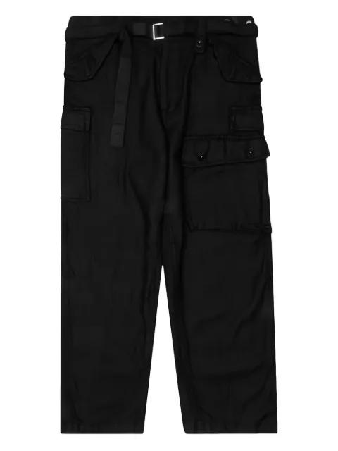 belted cargo trousers by SACAI