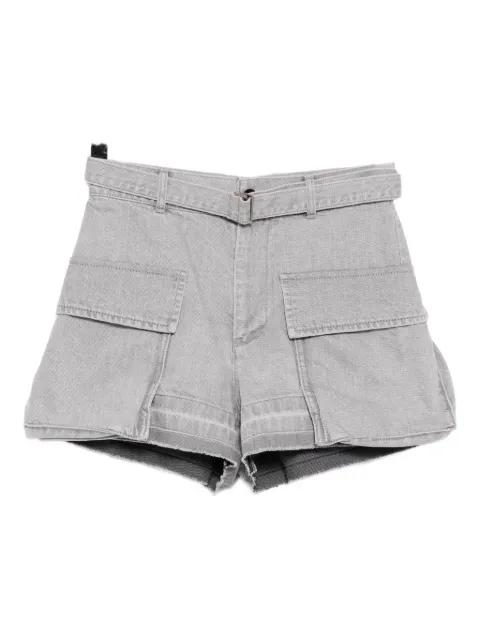 belted denim shorts by SACAI