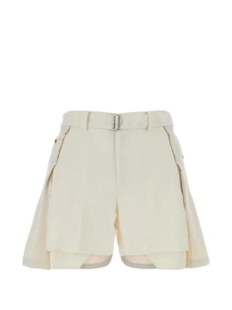 belted denim shorts by SACAI