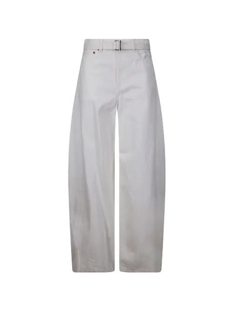 belted denim trousers by SACAI