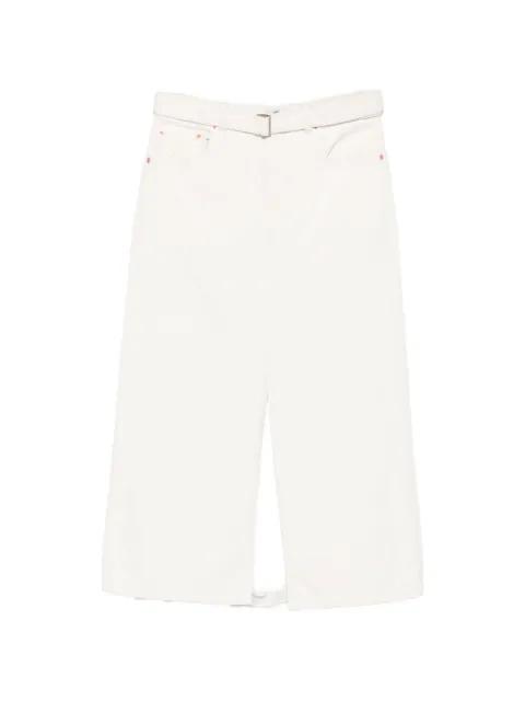 belted front-slit midi skirt by SACAI