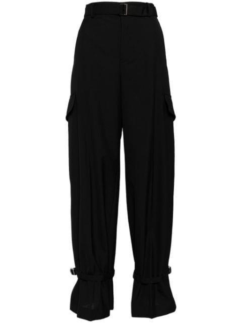 belted tailored trousers by SACAI