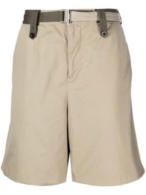 belted-waist bermuda shorts by SACAI