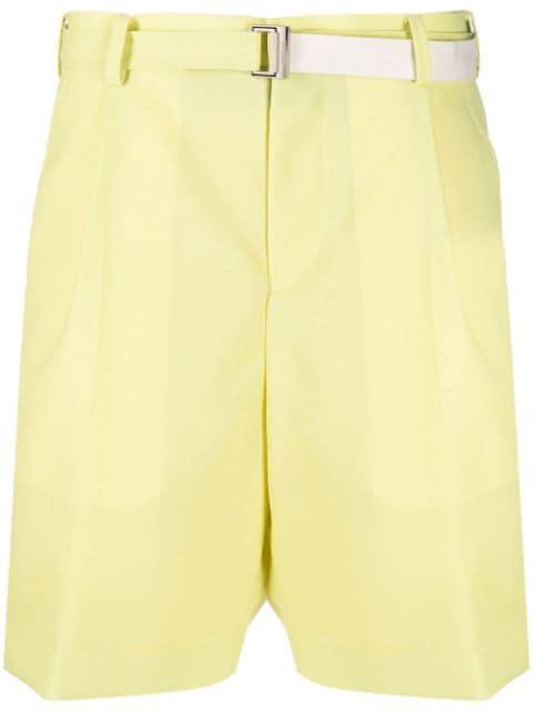 belted-waist bermuda shorts by SACAI