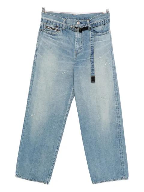 belted-waist jeans by SACAI
