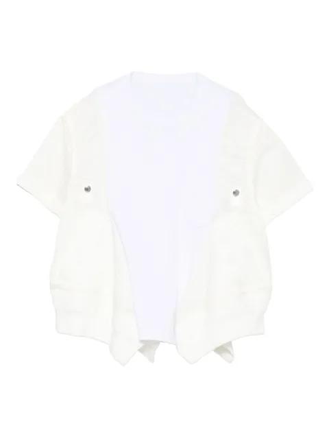 button-detailed short-sleeved top by SACAI