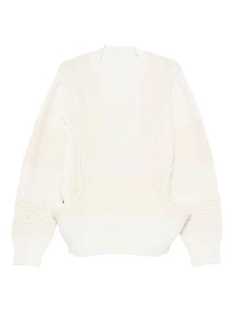 cable-knit panelled sweater by SACAI