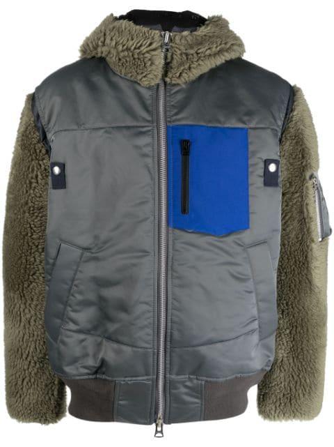 colour-block zip-up hoodied jacket by SACAI