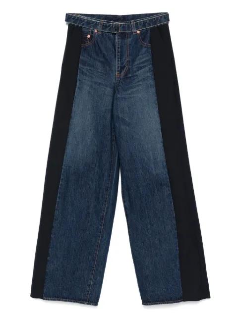 contrast-panel wide-leg jeans by SACAI