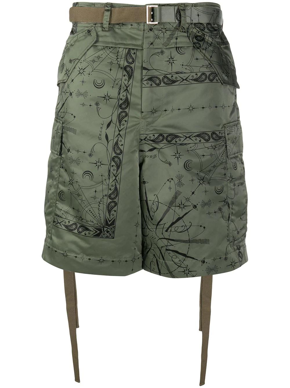 cosmic print cargo shorts by SACAI