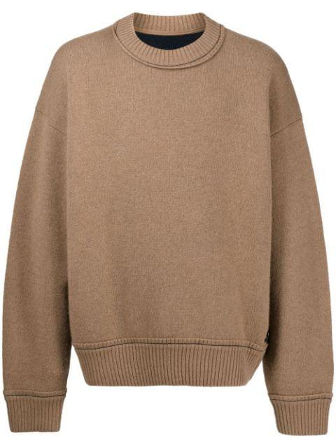 crew-neck logo-plaque jumper by SACAI