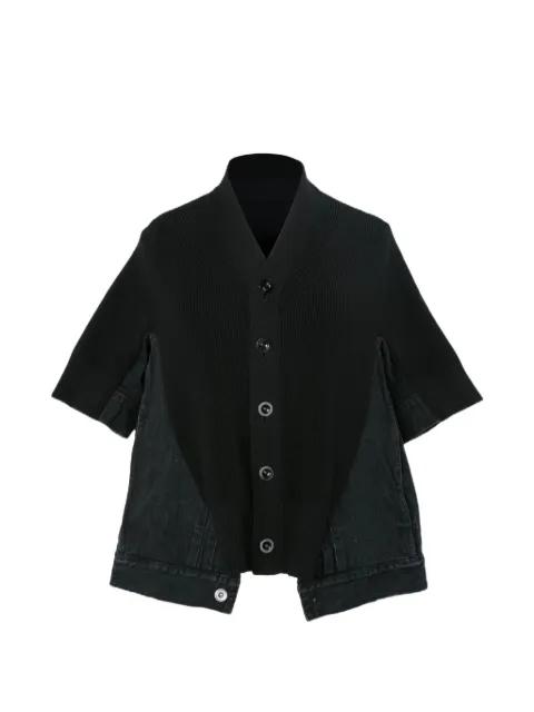 denim x knit cardigan by SACAI