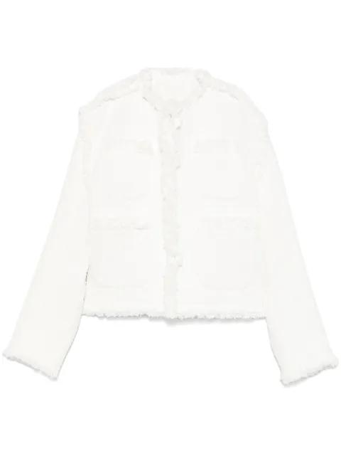 distressed-denim jacket by SACAI