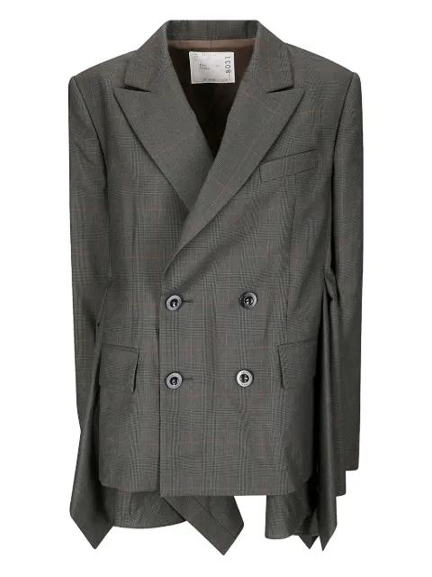 double-breasted checked-pattern blazer by SACAI