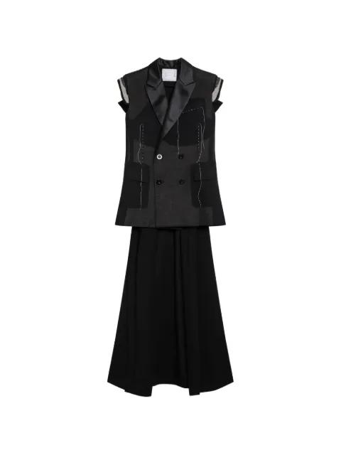 double-breasted layered waistcoat by SACAI