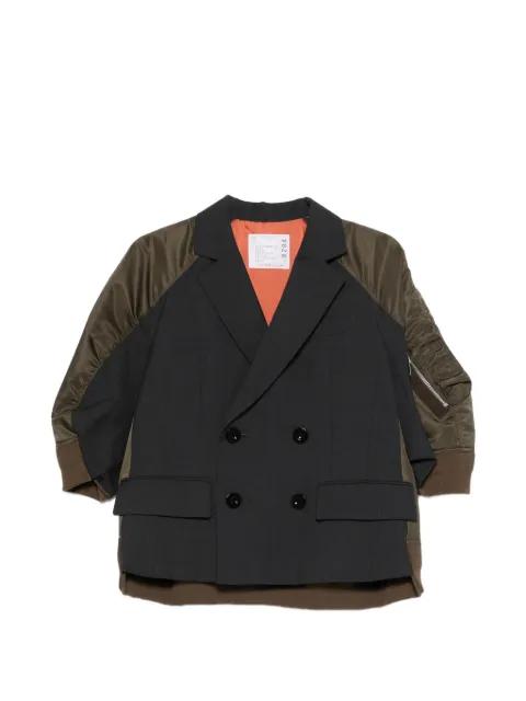 double-breasted panelled jacket by SACAI