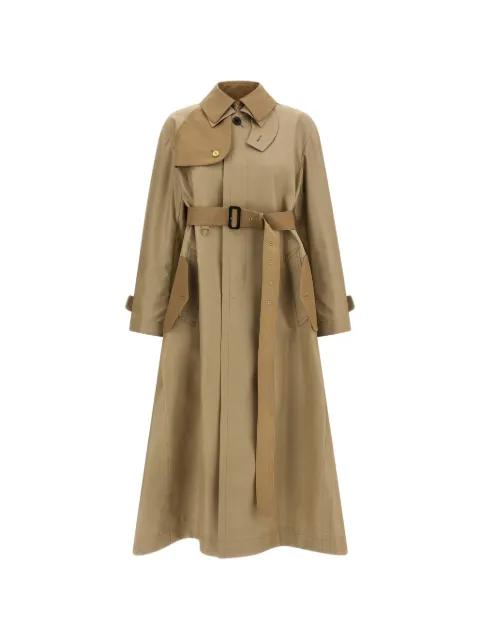 double-layer collared trench coat by SACAI