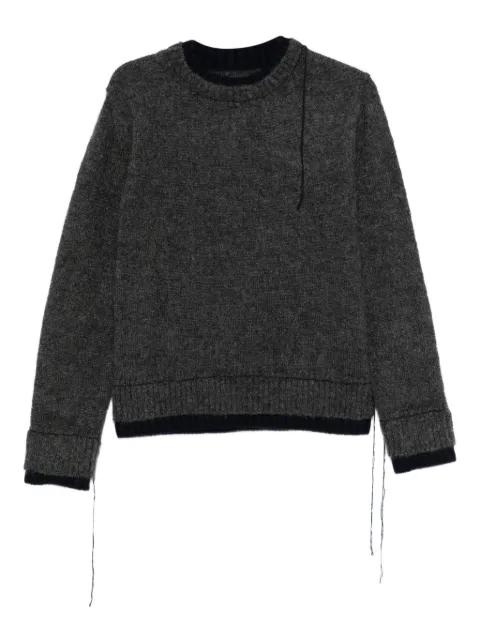 double-layered frayed-edge sweater by SACAI
