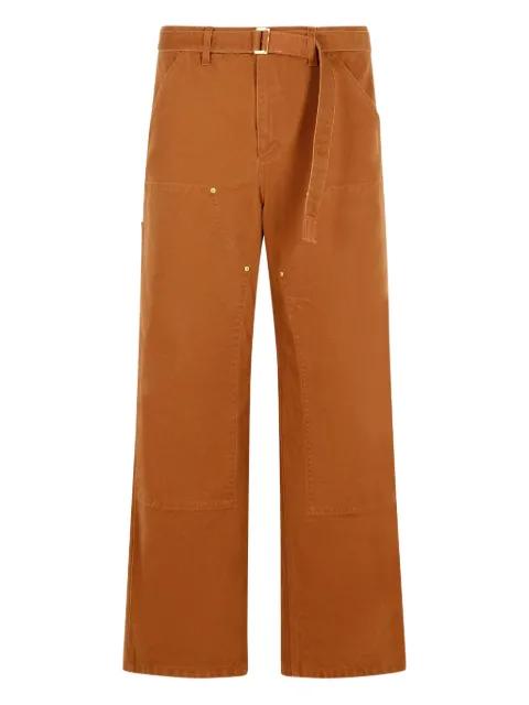 double ring-buckle regular & straight-leg trousers by SACAI