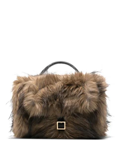 faux fur tote bag by SACAI