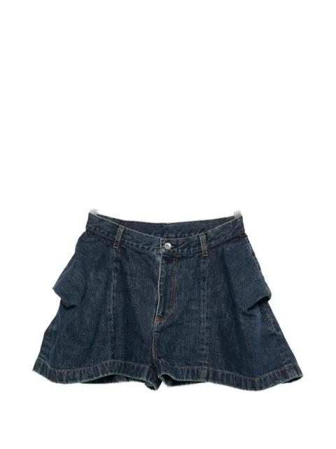 flap-detail denim shorts by SACAI