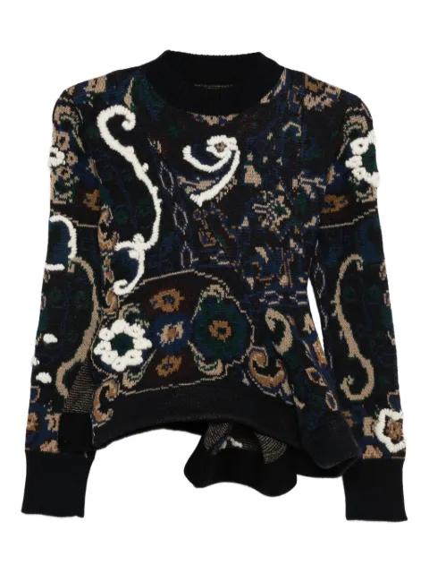 floral-pattern embellished sweater by SACAI