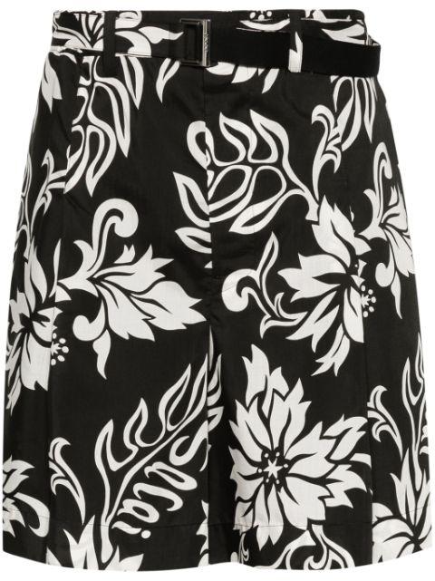 floral-print belted shorts by SACAI