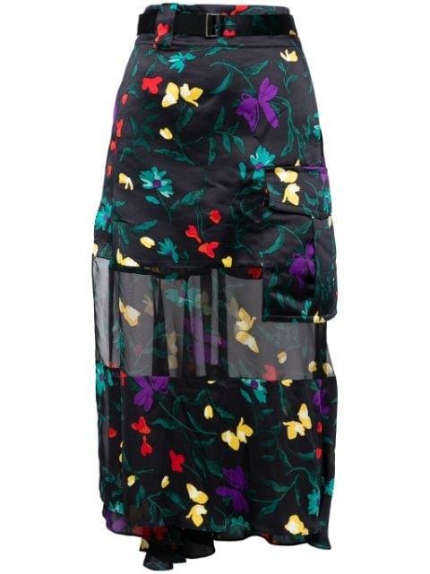 floral-print panelled skirt by SACAI