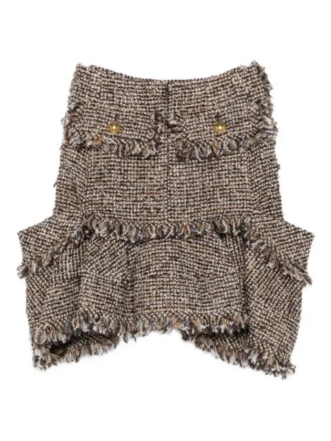 fringed tweed skirt by SACAI