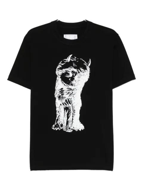graphic-print cotton T-shirt by SACAI