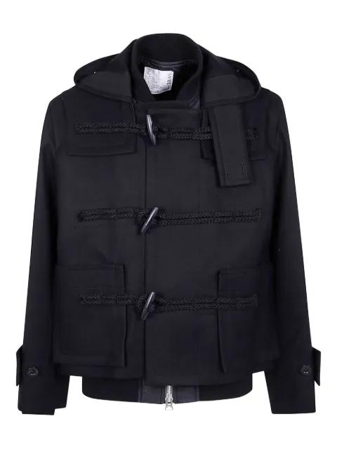 hoodied toggle-fastening jacket by SACAI