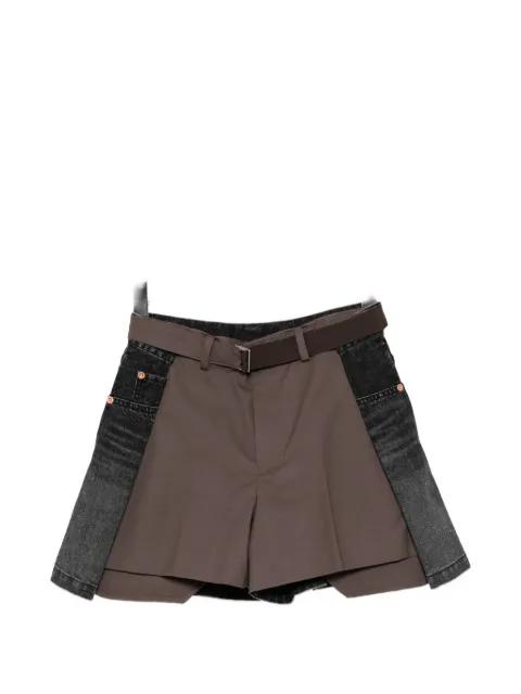 hybrid denim-panel shorts by SACAI
