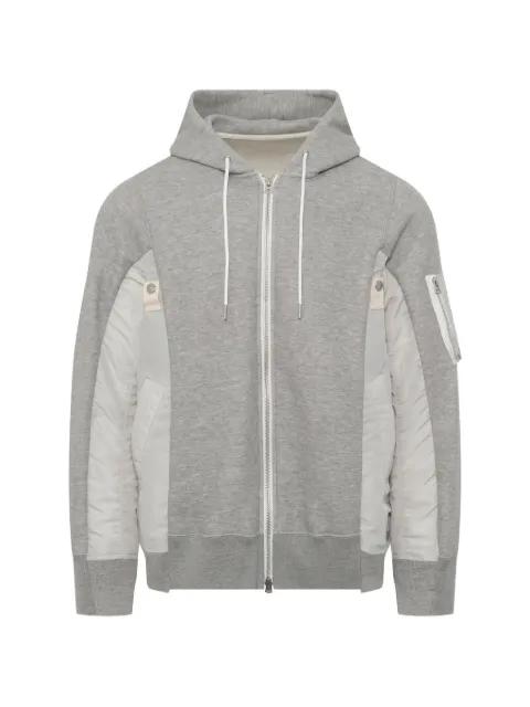 hybrid paneled hoodie by SACAI