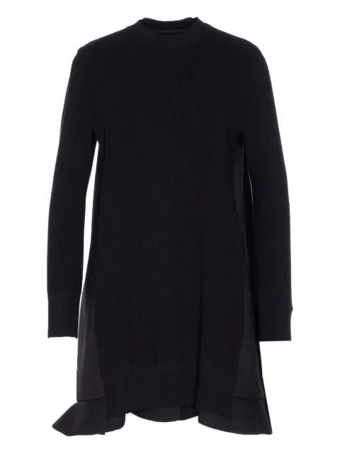 knit-panel ruffled mini dress by SACAI